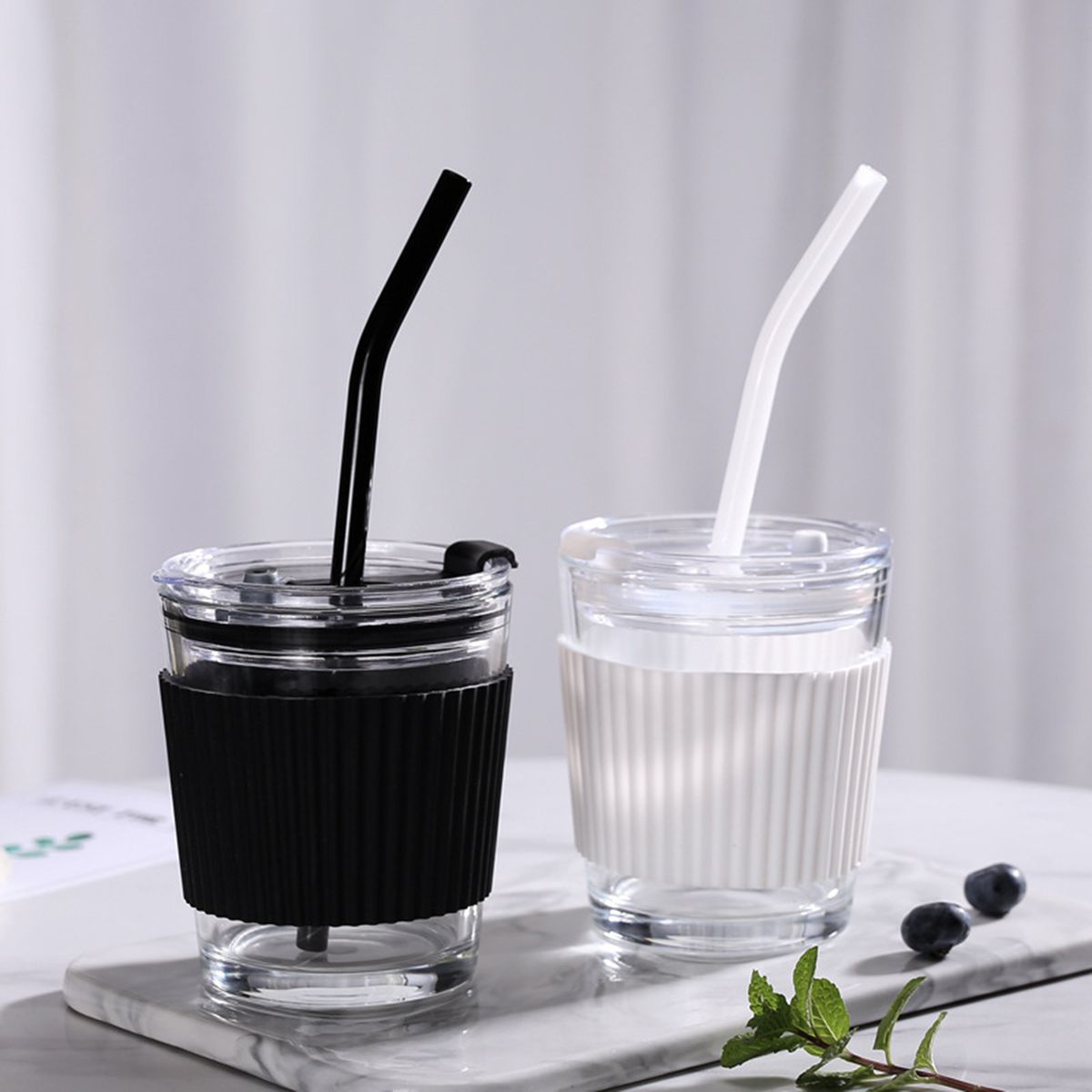 Coffee Beer Water Cup Drink Mug With Cover With Straws