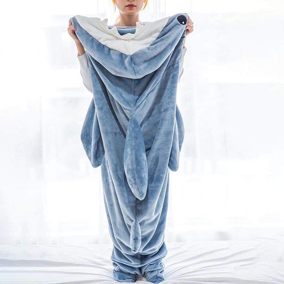 Shark Blanket Soft Plush Shark Sleeping Bag Blanket Blue