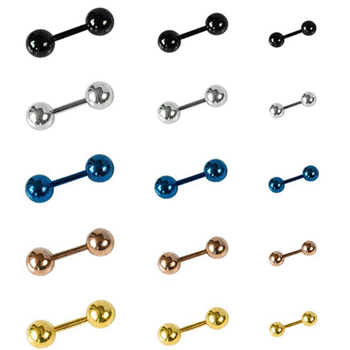 Ear Studs Simple Wear-resistant Men Punk Ball Barbell-Silver
