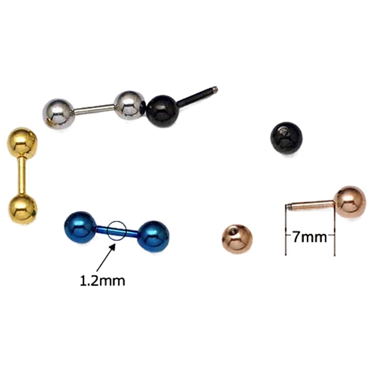 Ear Studs Simple Wear-resistant Men Punk Ball Barbell-Silver