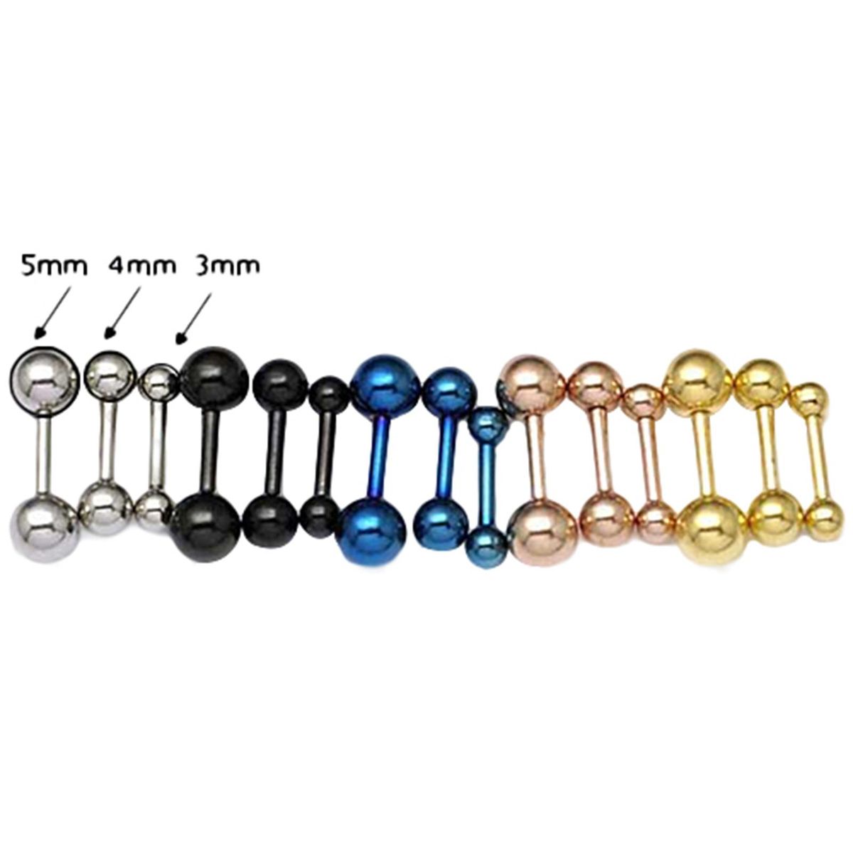 Ear Studs Simple Wear-resistant Men Punk Ball Barbell-Silver