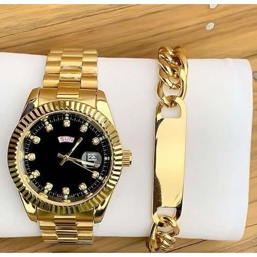 Men's Gold Wristwatch + Wrist Set