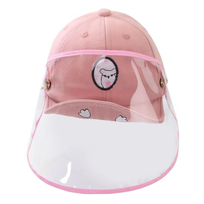 Cartoon Cute Protection Hat Cap With Face Shield For Kids Babies Pink