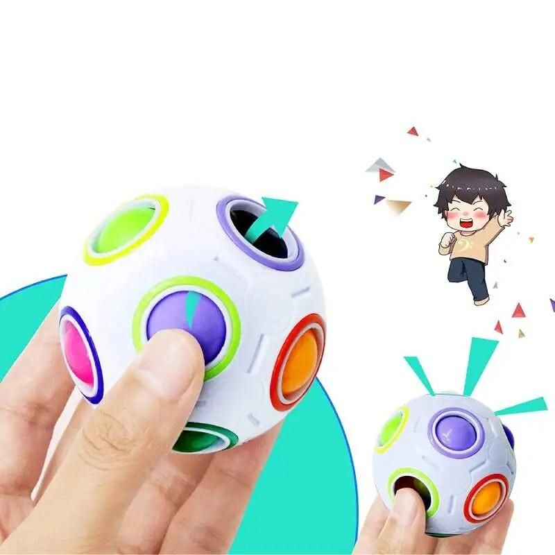 Rainbow Puzzle Ball Magic Speed Cube Ball Fun Stress Reliever Magic Ball Sensory Toys Puzzle Fidget Ball for Kids Autism Adults
