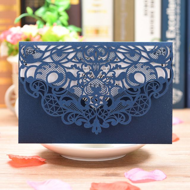 10pcs Laser Cut Wedding Invitations Card Cute Eleg
