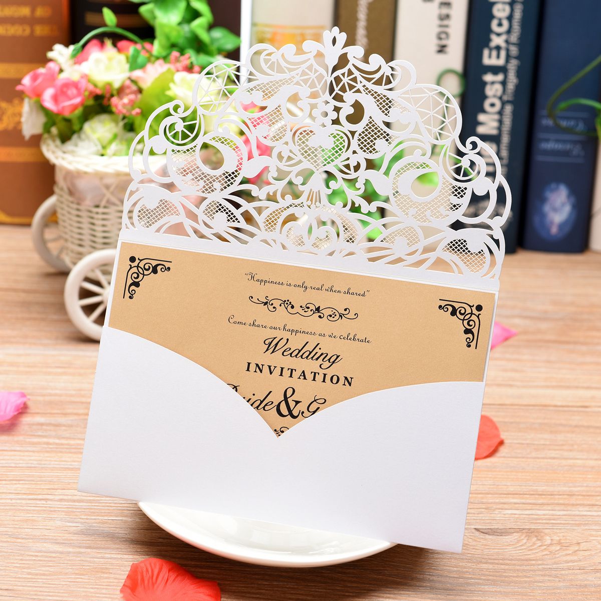 10pcs Laser Cut Wedding Invitations Card Cute Eleg