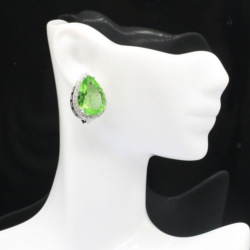 22x16mm Stunning Drop 18x13mm Green Tsavorite Garnet CZ