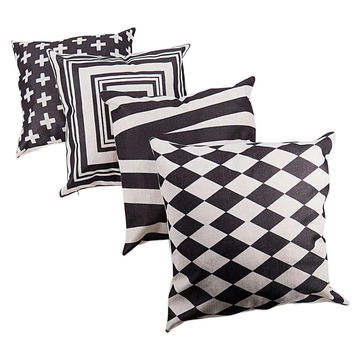 4PCS geometric black and white Creative Linen Cotton Pillow