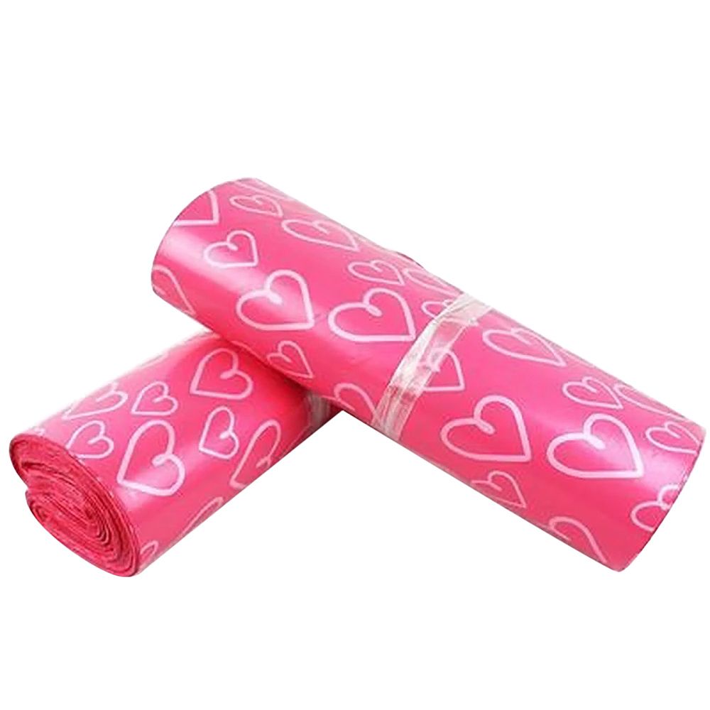 100Pcs/Lot Pink Heart Courier Packing Bags Thicken Storage