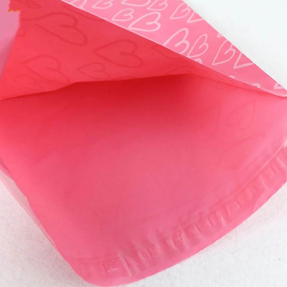 100Pcs/Lot Pink Heart Courier Packing Bags Thicken Storage