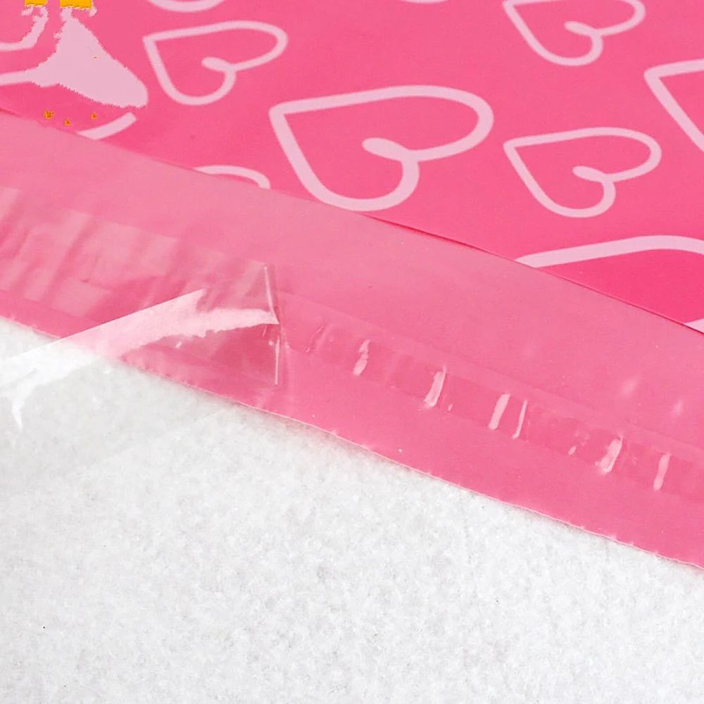 100Pcs/Lot Pink Heart Courier Packing Bags Thicken Storage