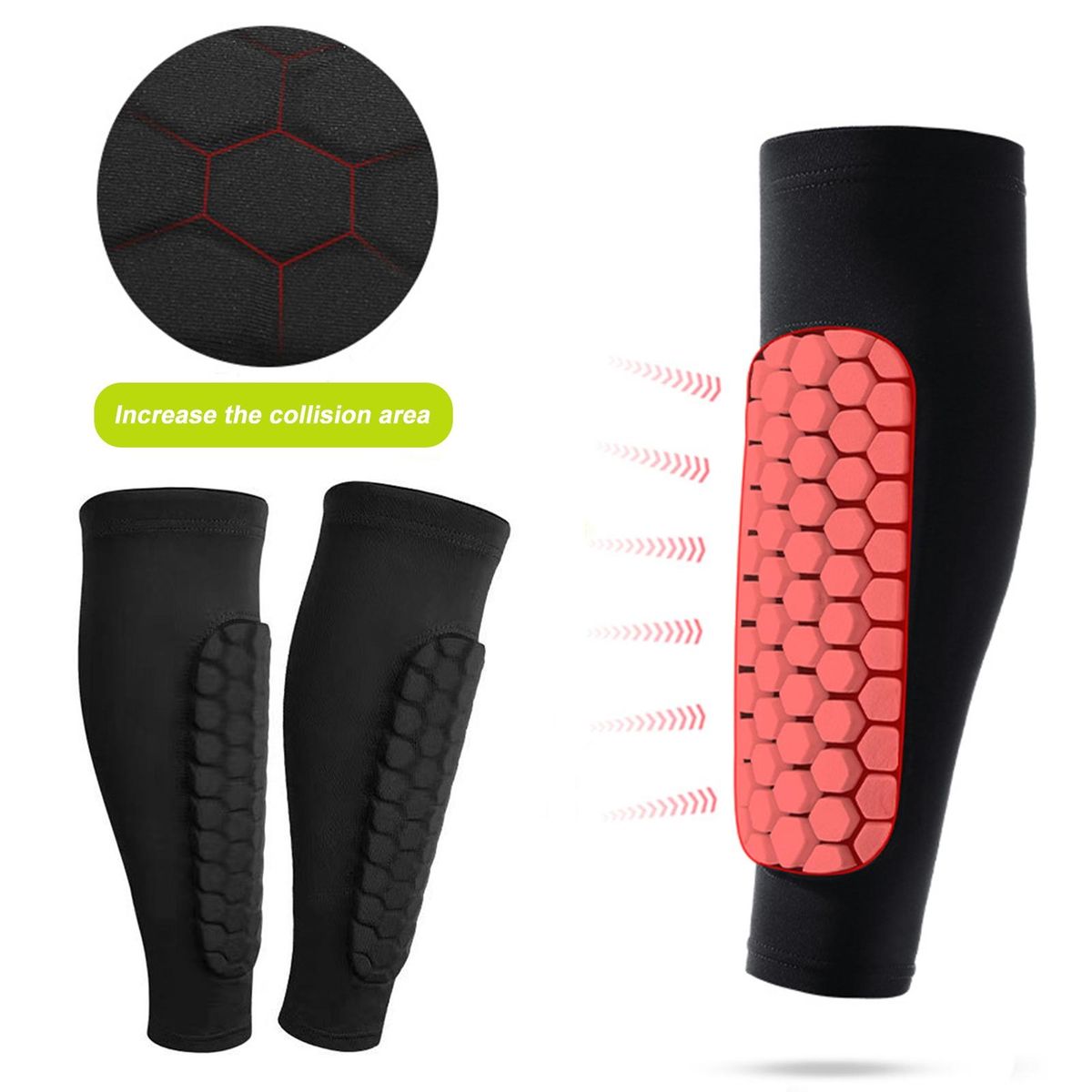 Football Shin Guards Advanced Soccer Shin Guards Impact for Adults Black