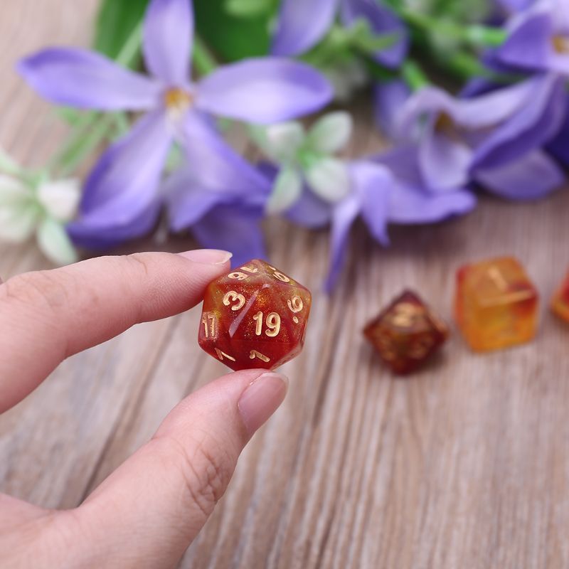 7pcs D20 Polyhedral Dice Glitter Double Colors 20 Sided For