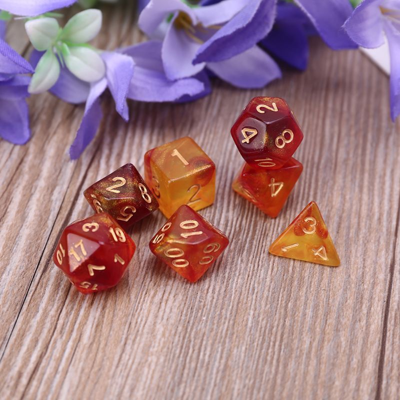 7pcs D20 Polyhedral Dice Glitter Double Colors 20 Sided For