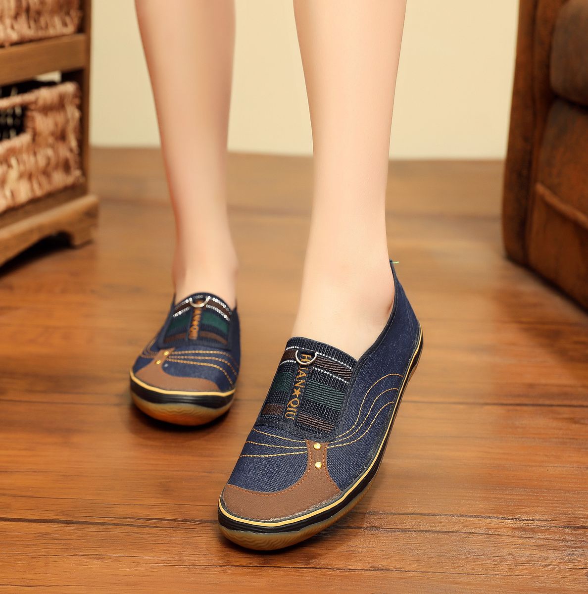 Non-slip Flat Canvas Shoes For Women - Blue