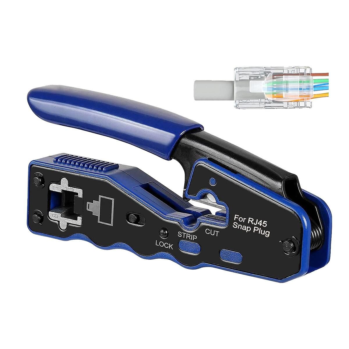 Cat6 / Cat5E RJ45 Pass Through Connector Bundle with Crimping Tool