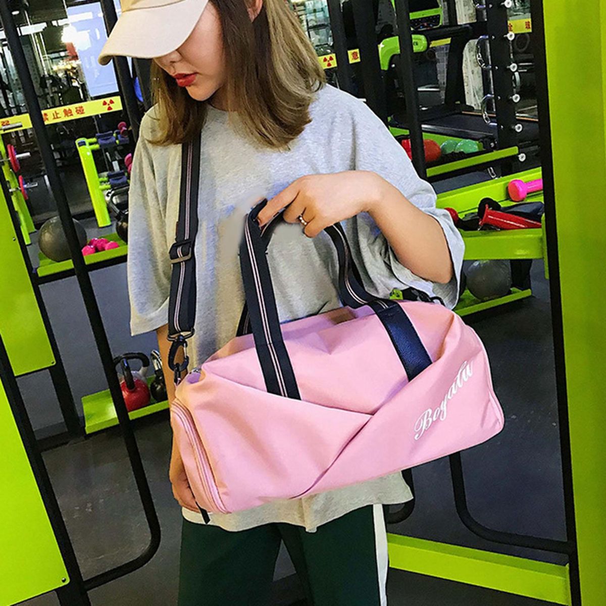 Gym Bag Short Distance Travel Luggage Handbag Pink