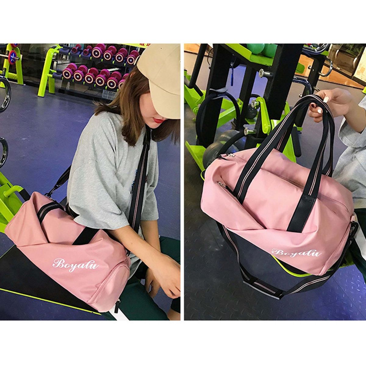 Gym Bag Short Distance Travel Luggage Handbag Pink