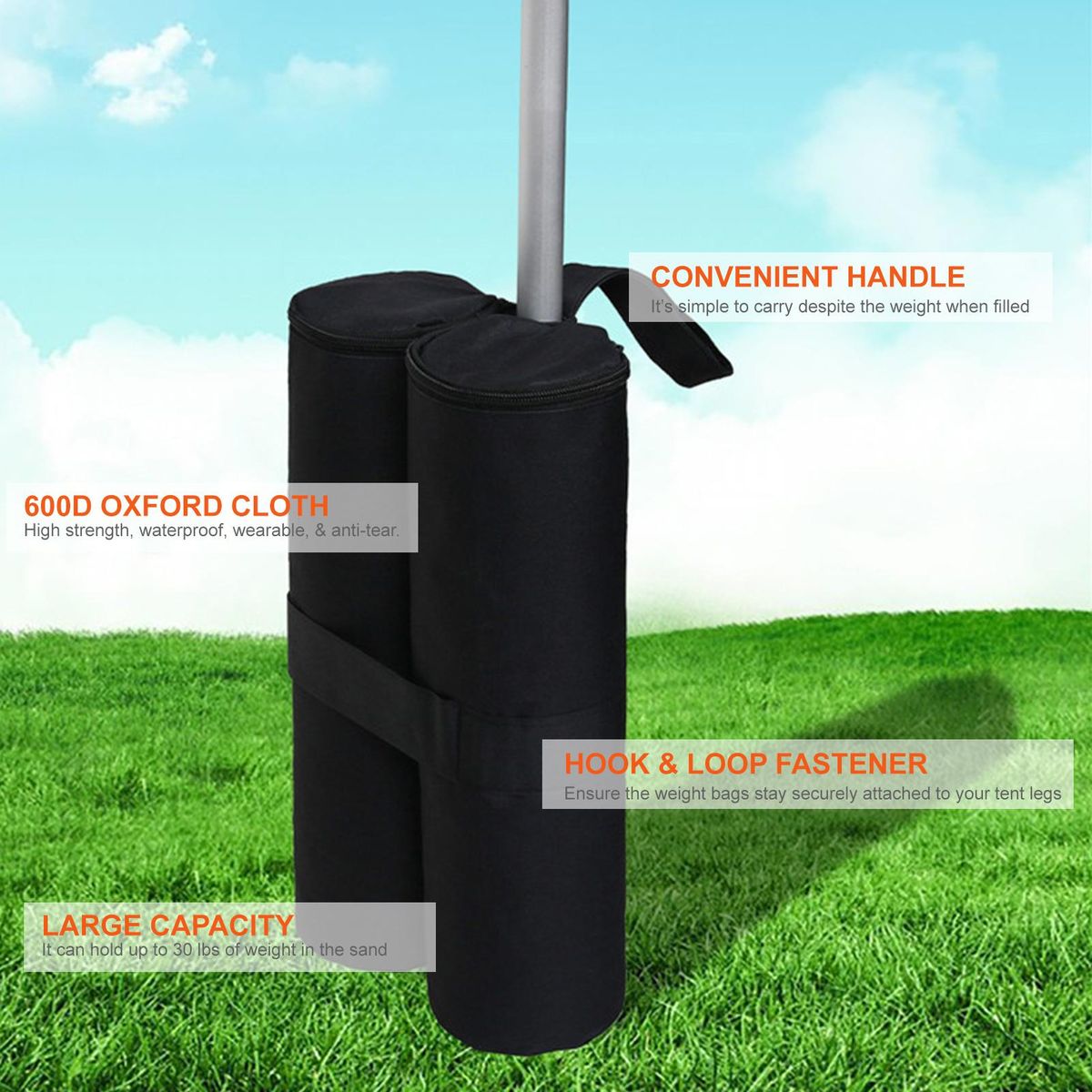 Canopy Weight Bags Gazebo Tent Leg Weights Sand Bags Outdoor Camping Tent Sand Bag Windproof Tents Fixed Sandbag for Instant Outdoor Sun Shelter Canopy