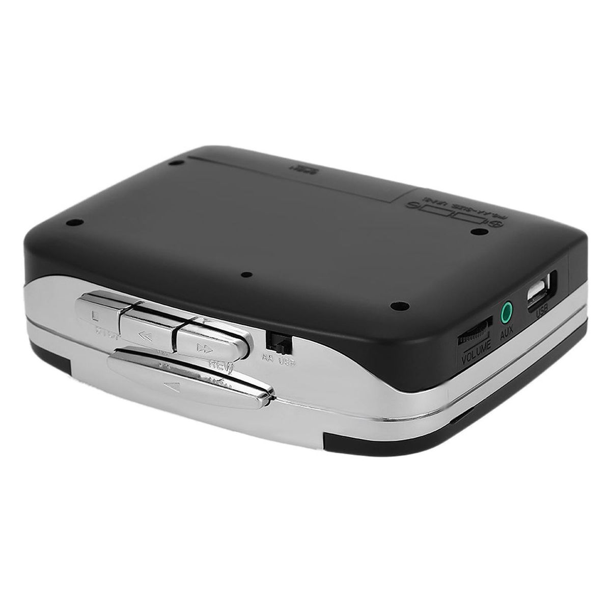 Cassette Tape-to-MP3 Converter Save into USB Flash Disk Auto Partition Standalone Recorder w/ Earphone Black
