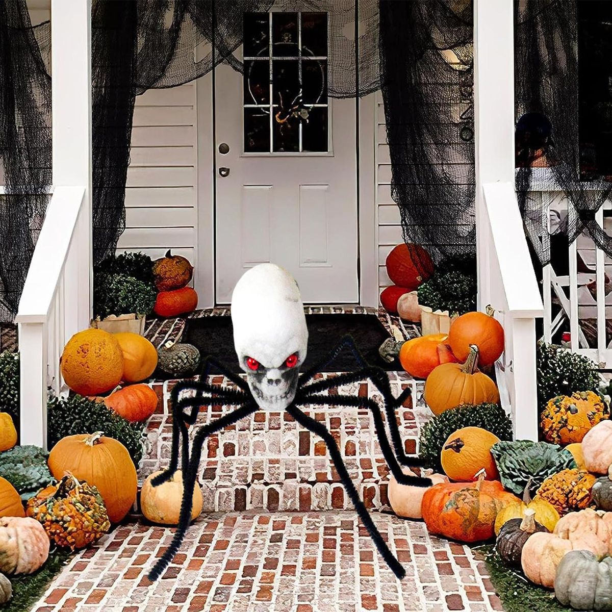 Flexible Fake Spider Legs Realistic Skull Head Spider Spooky Halloween Black