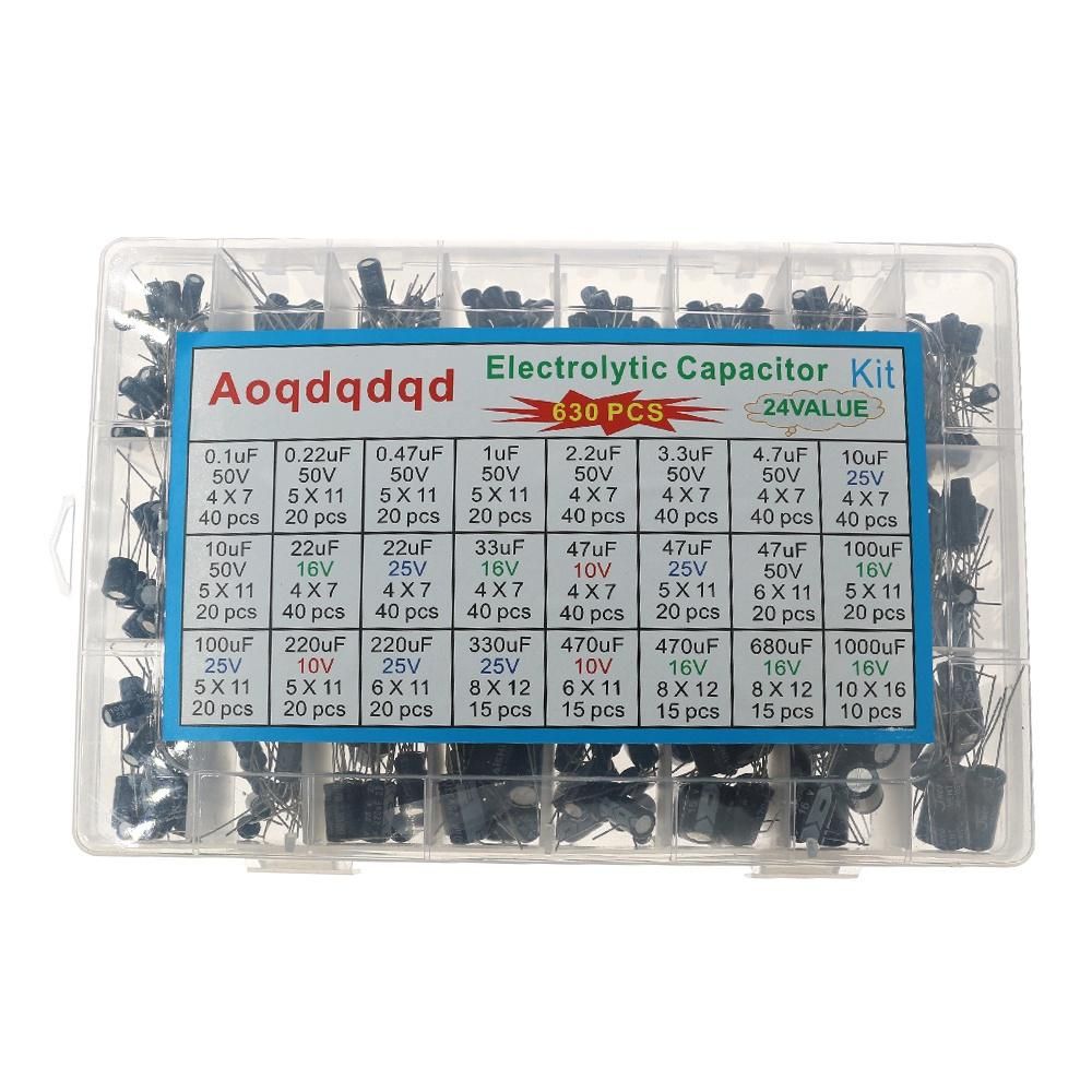 630PCS 24 Kinds Electrolytic Capacitors 0.1UF-1000UF
