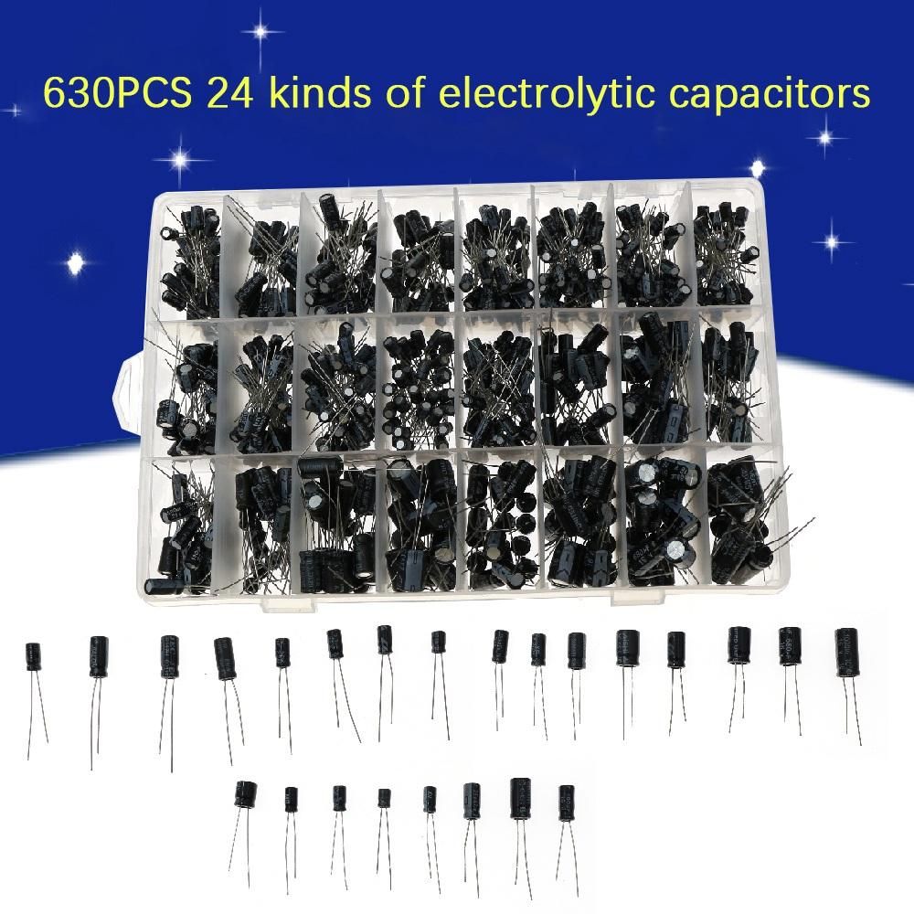 630PCS 24 Kinds Electrolytic Capacitors 0.1UF-1000UF