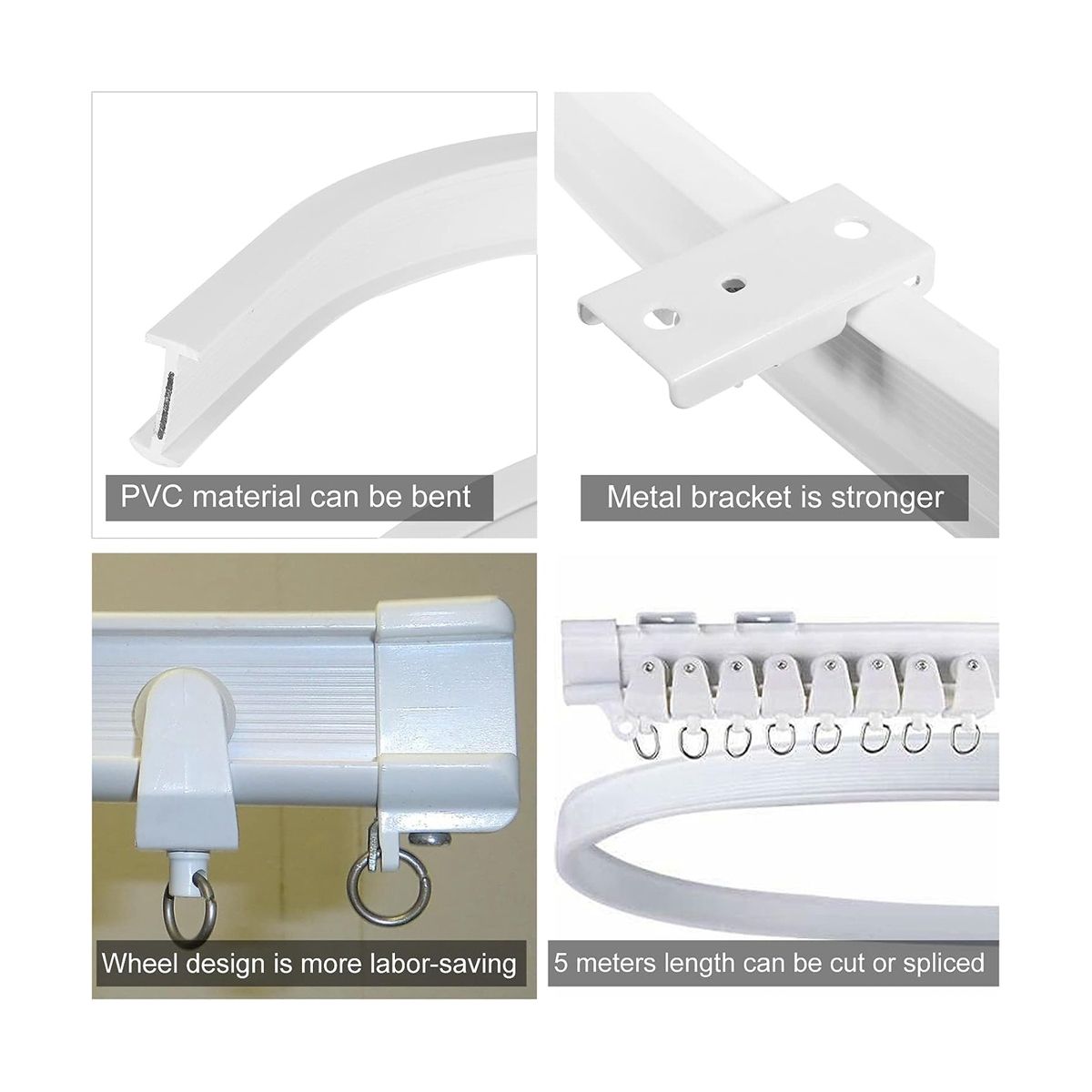 5 Metre Bendable Ceiling Curtain Rail, Flexible Ceiling Curtain Rail, Curtain Rail, Accessories, Curved Curtain Rail