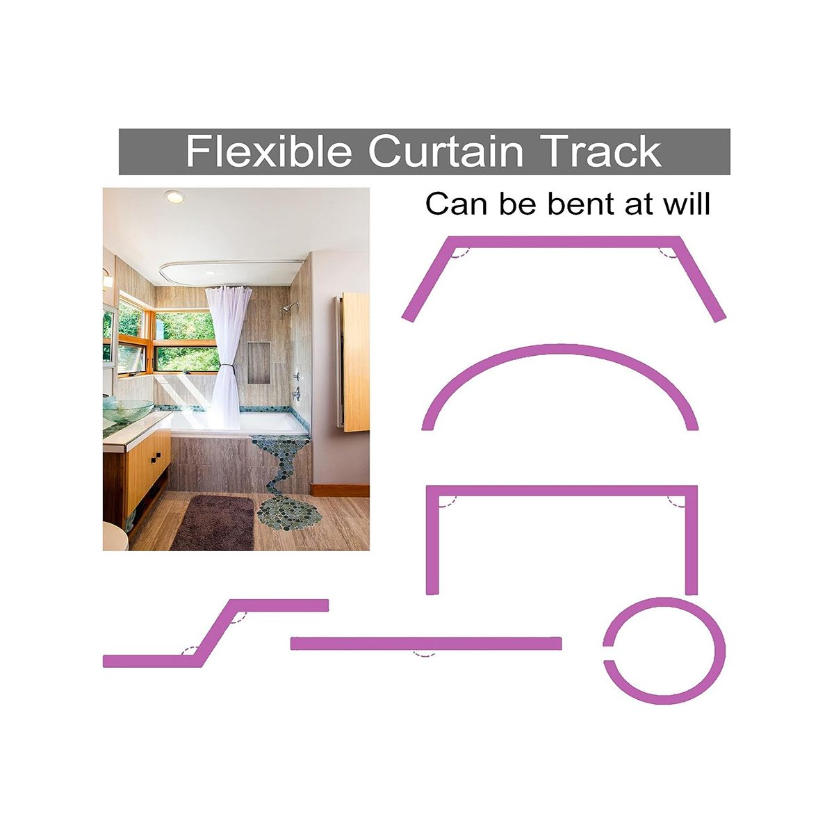 5 Metre Bendable Ceiling Curtain Rail, Flexible Ceiling Curtain Rail, Curtain Rail, Accessories, Curved Curtain Rail