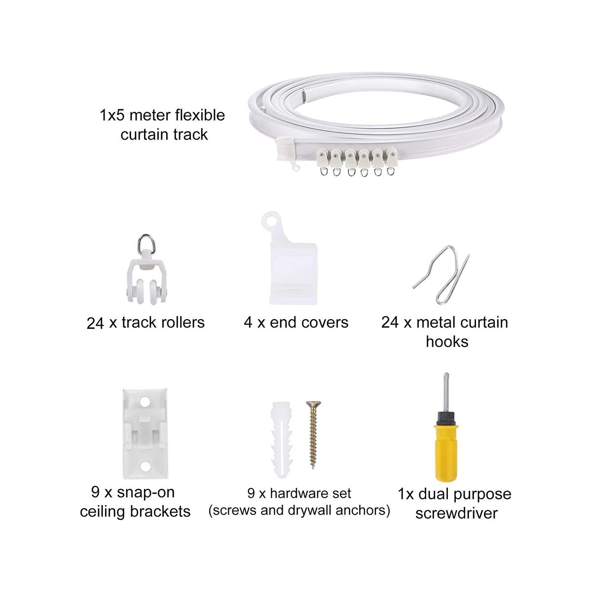 5 Metre Bendable Ceiling Curtain Rail, Flexible Ceiling Curtain Rail, Curtain Rail, Accessories, Curved Curtain Rail