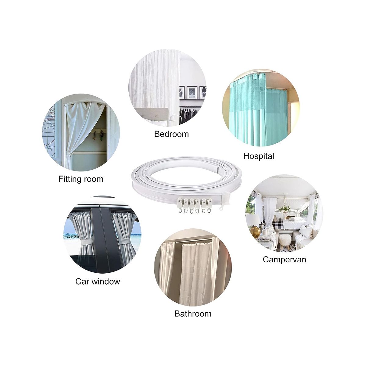 5 Metre Bendable Ceiling Curtain Rail, Flexible Ceiling Curtain Rail, Curtain Rail, Accessories, Curved Curtain Rail