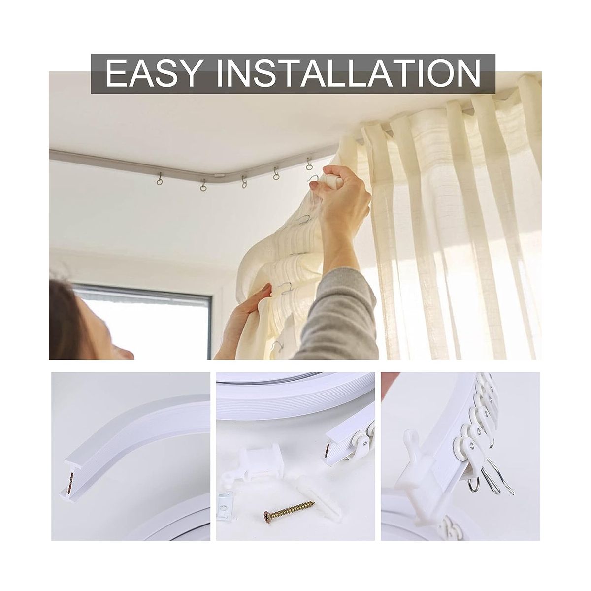 5 Metre Bendable Ceiling Curtain Rail, Flexible Ceiling Curtain Rail, Curtain Rail, Accessories, Curved Curtain Rail