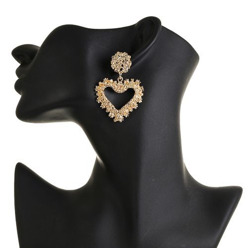 Beautiful Vintage Large Heart Shaped Dangle Earrings