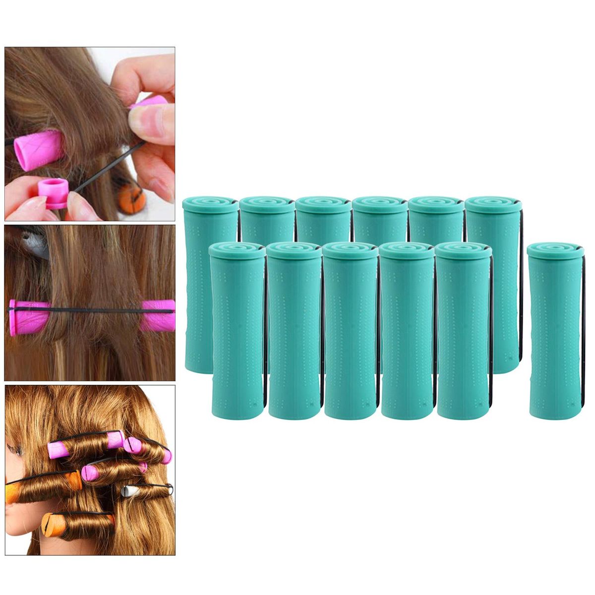 Cold Wave Perm Rods Curling Hair Curly Wavy Rod W/ Rubber 12Pcs 2.5cm