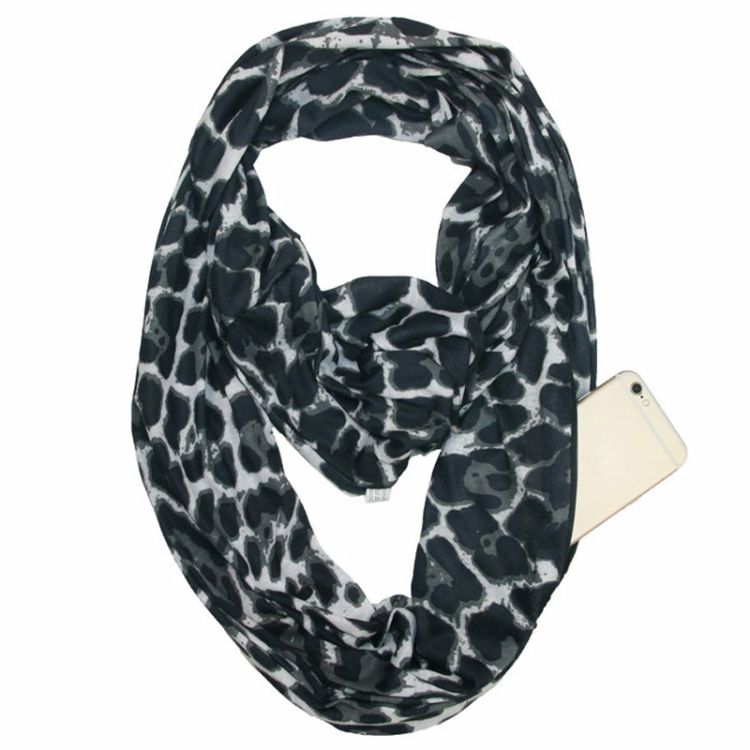 Multi-function Zip Pocket Design Scarf