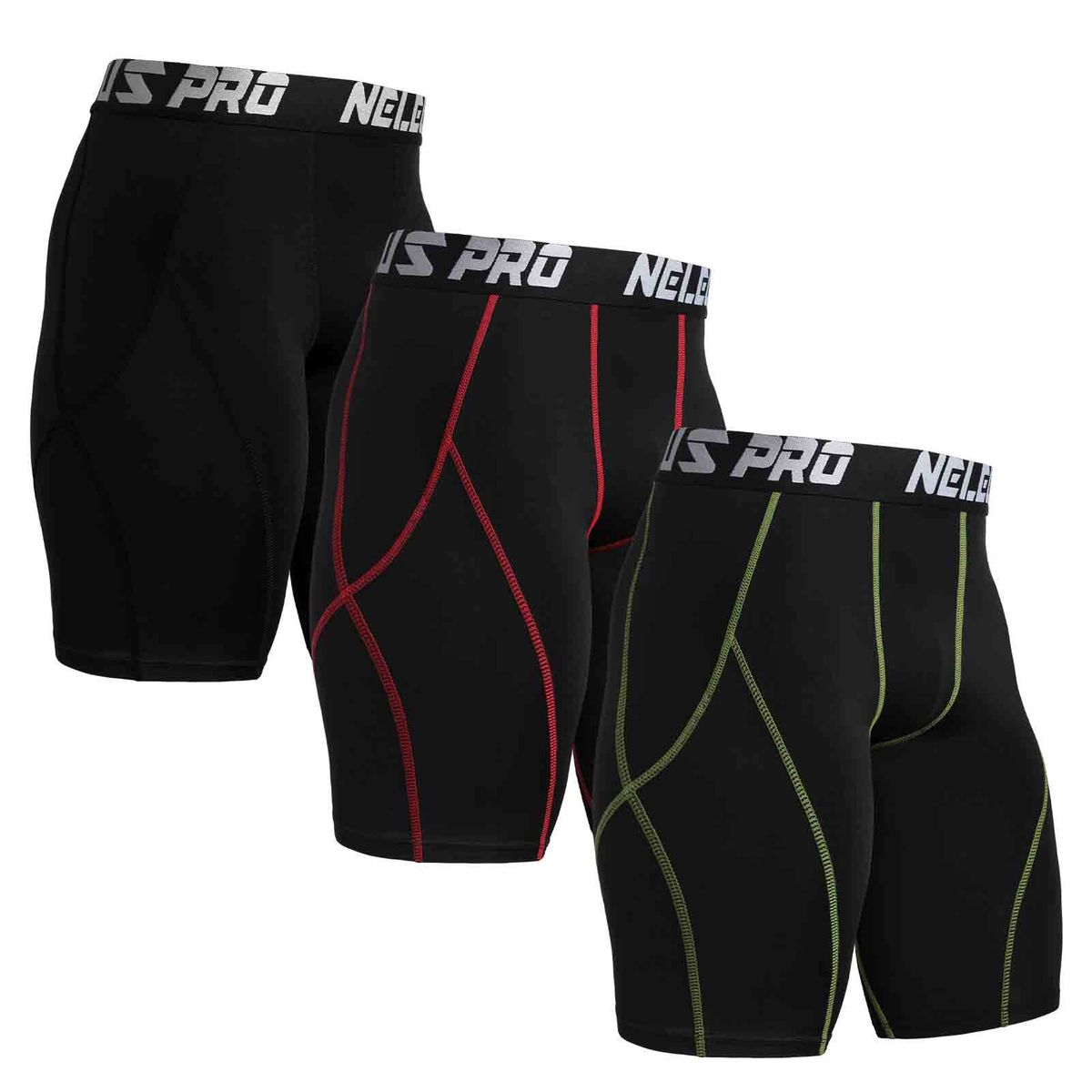 3PCS Men Sports Shorts Quick-Dry Breathable Elastic Gym