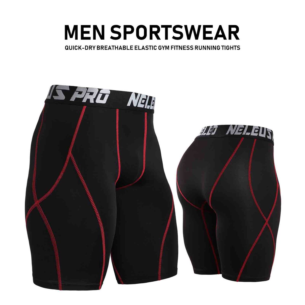 3PCS Men Sports Shorts Quick-Dry Breathable Elastic Gym
