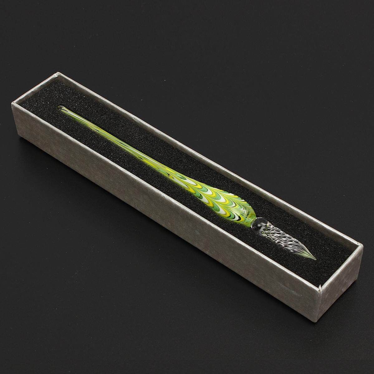 Vintage Crystal Glass Dip Pen Signature Filling Ink Fountain Pens With Gift Box #red Green (green)
