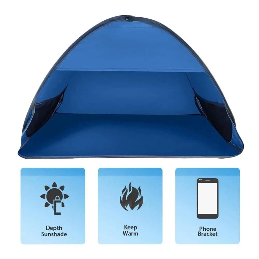 Outdoor Portable Sun Shade Canopy Full Automatic Small Sun Beach Shader Camping Shelter Sun Protection For Face While Sunbathing