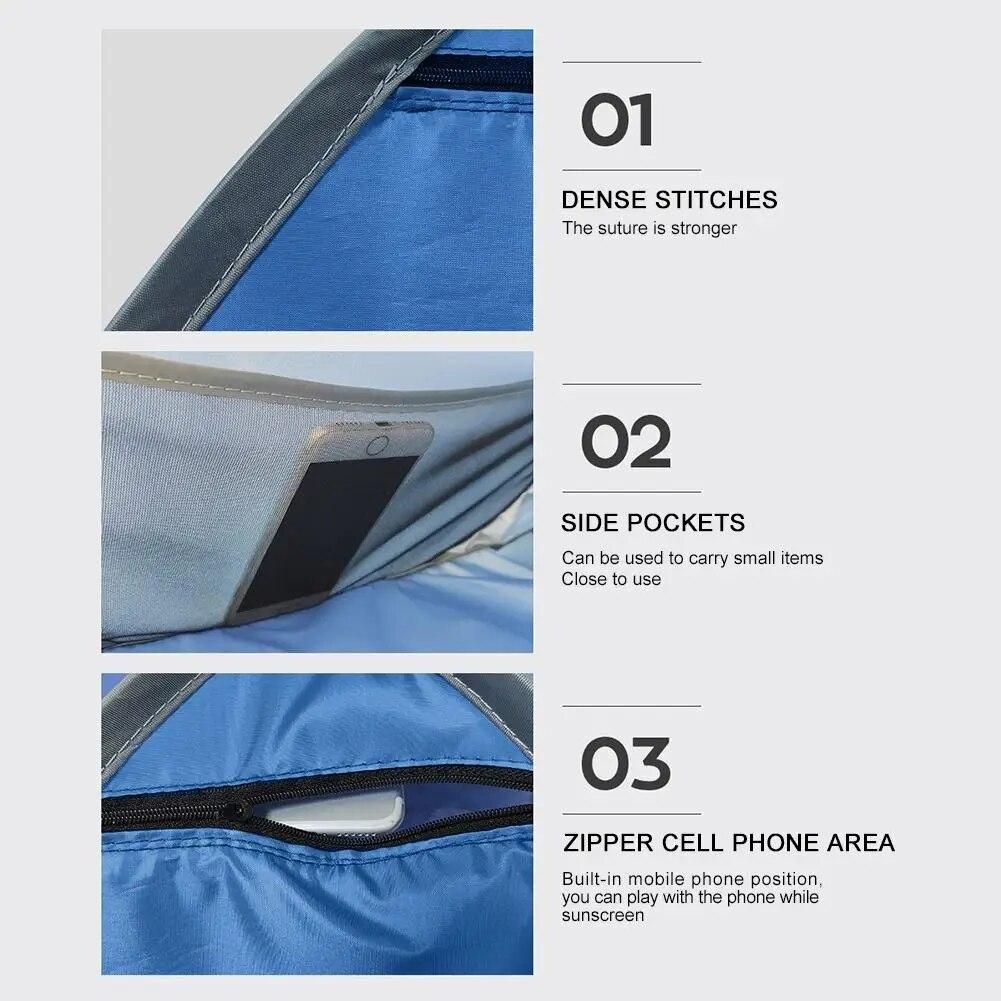 Outdoor Portable Sun Shade Canopy Full Automatic Small Sun Beach Shader Camping Shelter Sun Protection For Face While Sunbathing