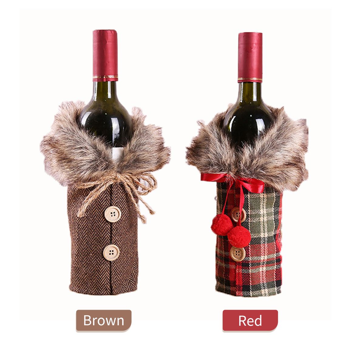 Christmas  Bottle Cover Cute Faux Fur  Bottle Clothes For