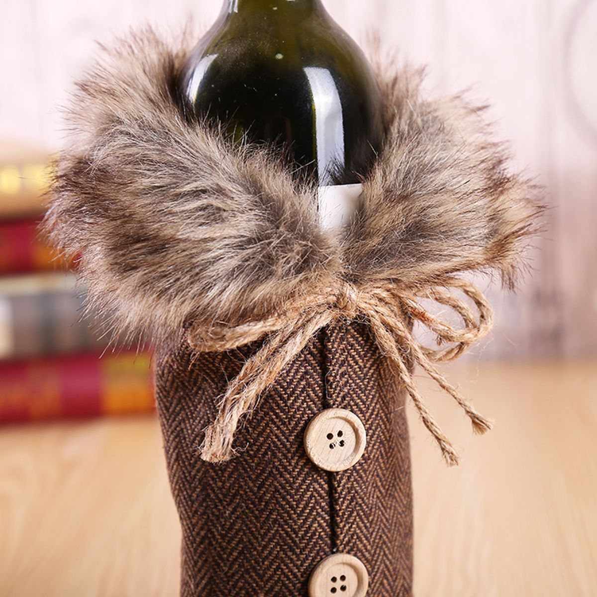 Christmas  Bottle Cover Cute Faux Fur  Bottle Clothes For