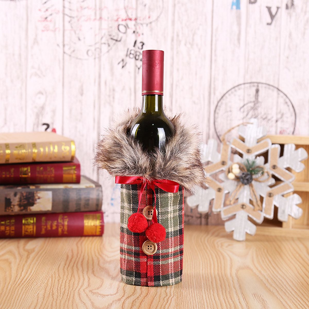 Christmas  Bottle Cover Cute Faux Fur  Bottle Clothes For