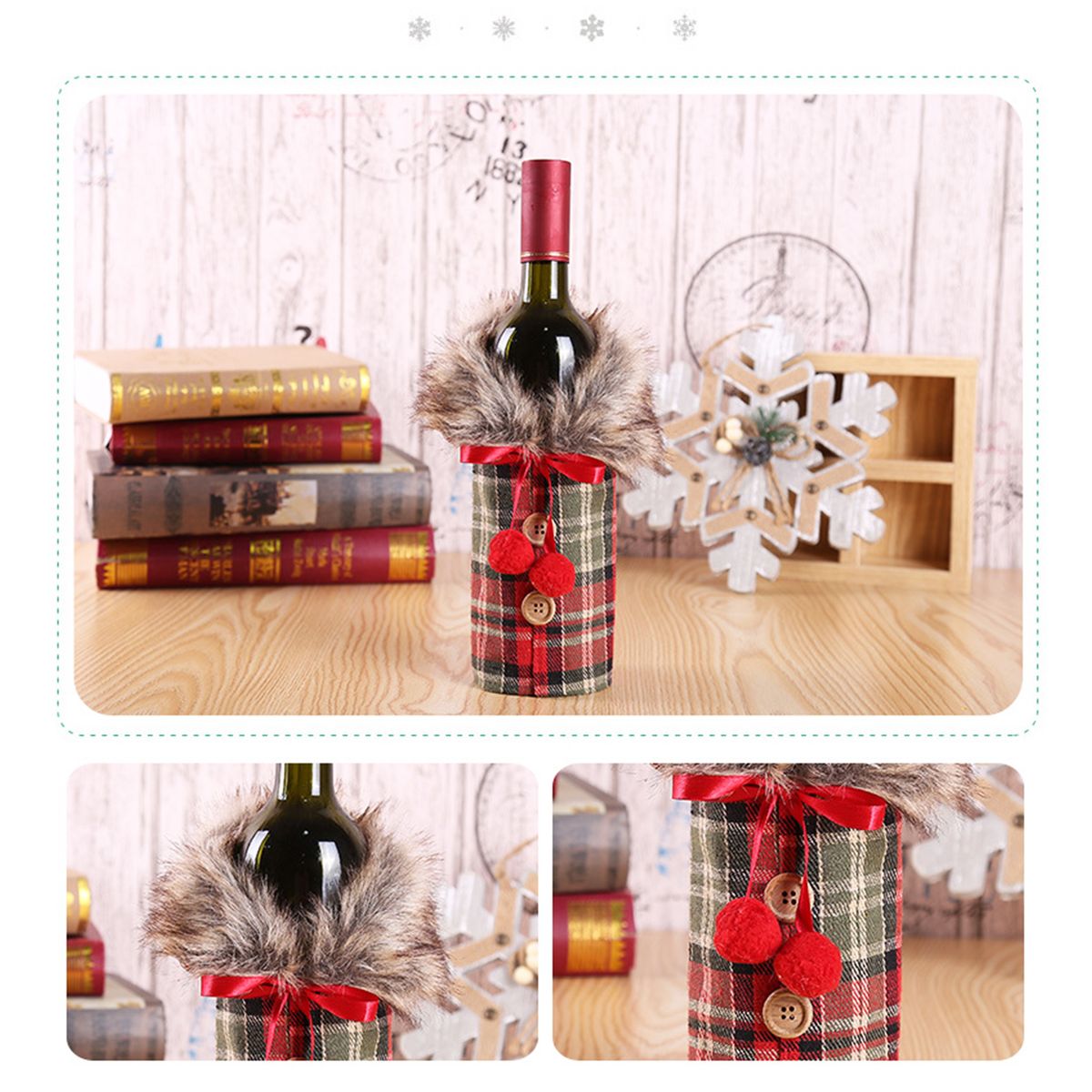 Christmas  Bottle Cover Cute Faux Fur  Bottle Clothes For