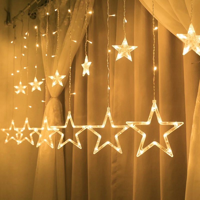 Christmas Fairy Lights Festoon Led String Lights Star Garland On Window Curtain Indoor Tree Decoration Halloween Wedding Light