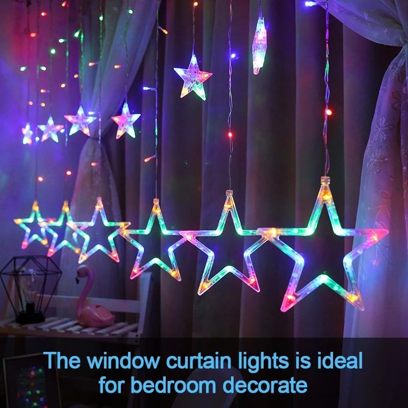 Christmas Fairy Lights Festoon Led String Lights Star Garland On Window Curtain Indoor Tree Decoration Halloween Wedding Light