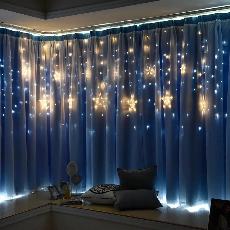 Christmas Fairy Lights Festoon Led String Lights Star Garland On Window Curtain Indoor Tree Decoration Halloween Wedding Light