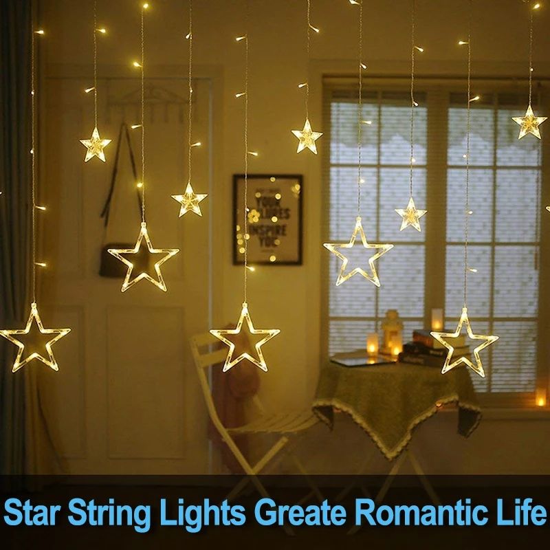 Christmas Fairy Lights Festoon Led String Lights Star Garland On Window Curtain Indoor Tree Decoration Halloween Wedding Light