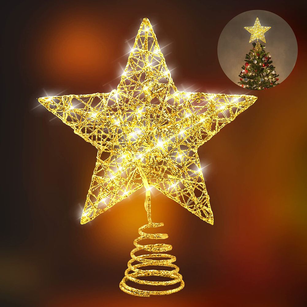 Christmas Tree Decoration Lights Tree Top Star With String Lights