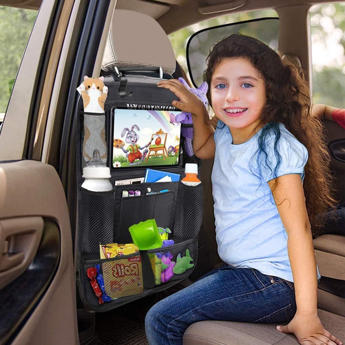 Car seat back storage bag hanging bag car child anti-kick pad storage bag car built-in shelf Upgraded ipad chair back bag